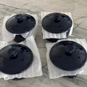 Set of Four Navy Blue Mini Casserole Ramekin Dishes